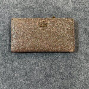 Kate Spade Women's Handbag Multicolor Glitter Card Pockets Zipper Bifold Wallet